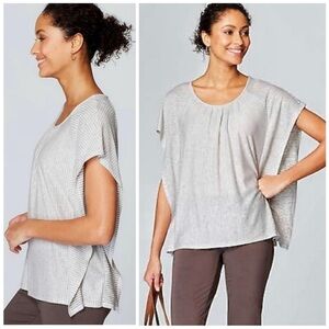 J Jill Pure Jill Striped Linen Blend Knit Drape Raglan Kimono Sleeve Sz M